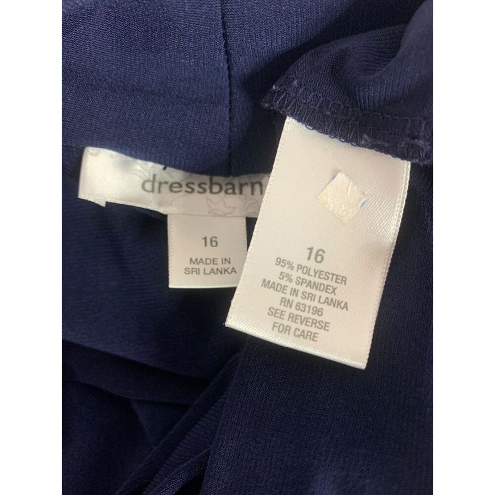 Size 16 Dressbarn Navy Blue Pullover Dress Stretch Surplice Neckline - Picture 8 of 8